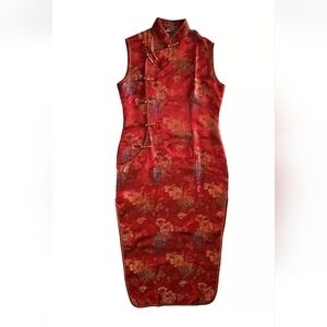 Oriental Chinese Cheongsam Qipao Red Dress Ming Zhou 2XL